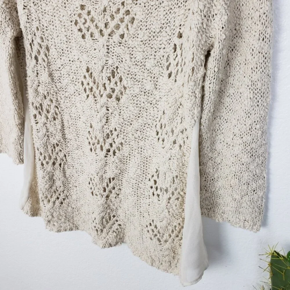 Anthropologie Knitted & Knotted Crochet Boho Open Knit Pullover Top size S